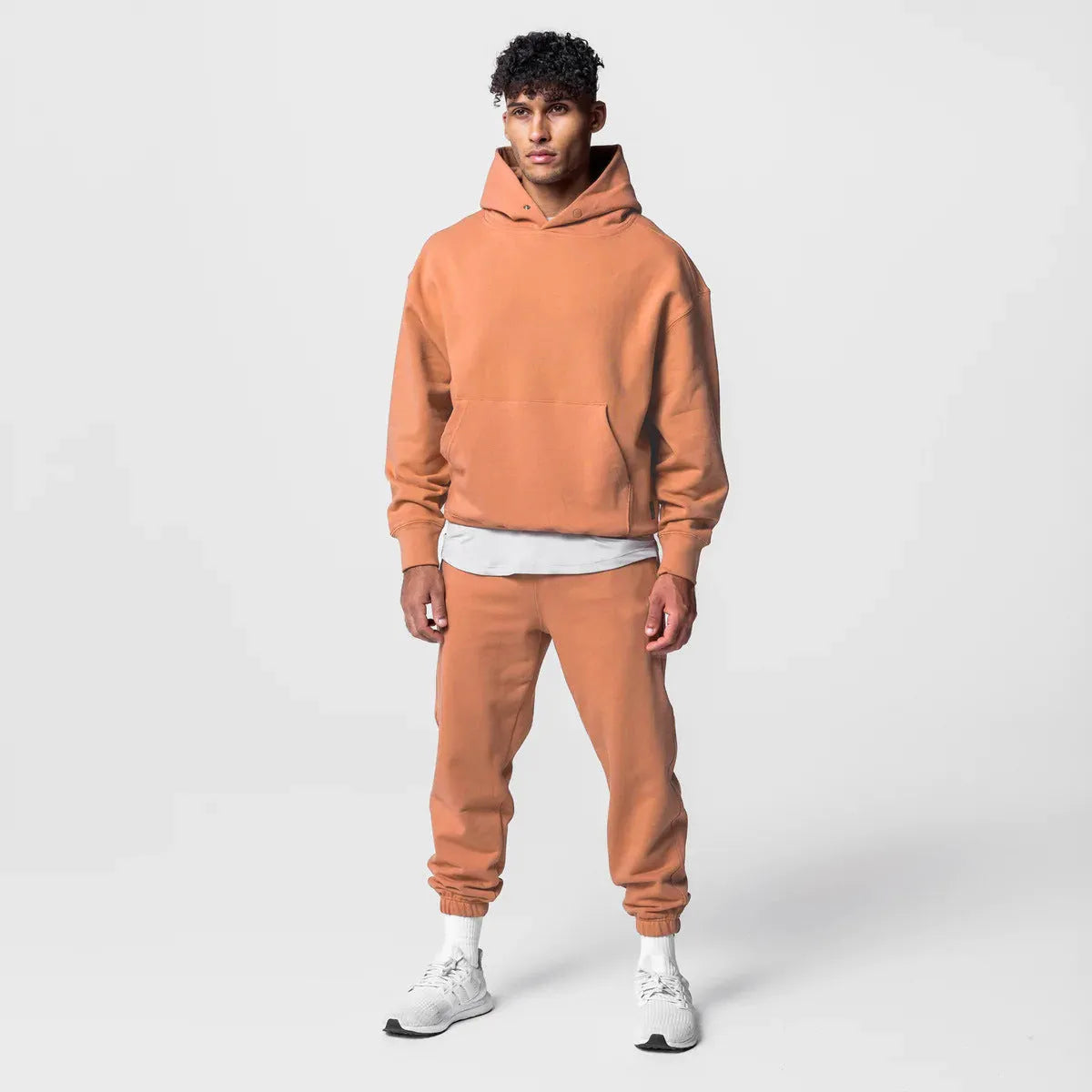 Loose American Style Exercise Workout Outfit Men's Trendy Casual Hooded Cotton Sweater Sweatpants Two-piece Set - Bellarte Enchanté Loose American Style Exercise Workout Outfit Men's Trendy Casual Hooded Cotton Sweater Sweatpants Two-piece Set